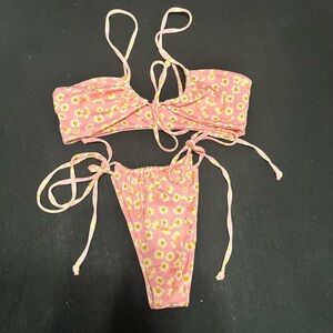 Zaful Pink Floral Bikini Set